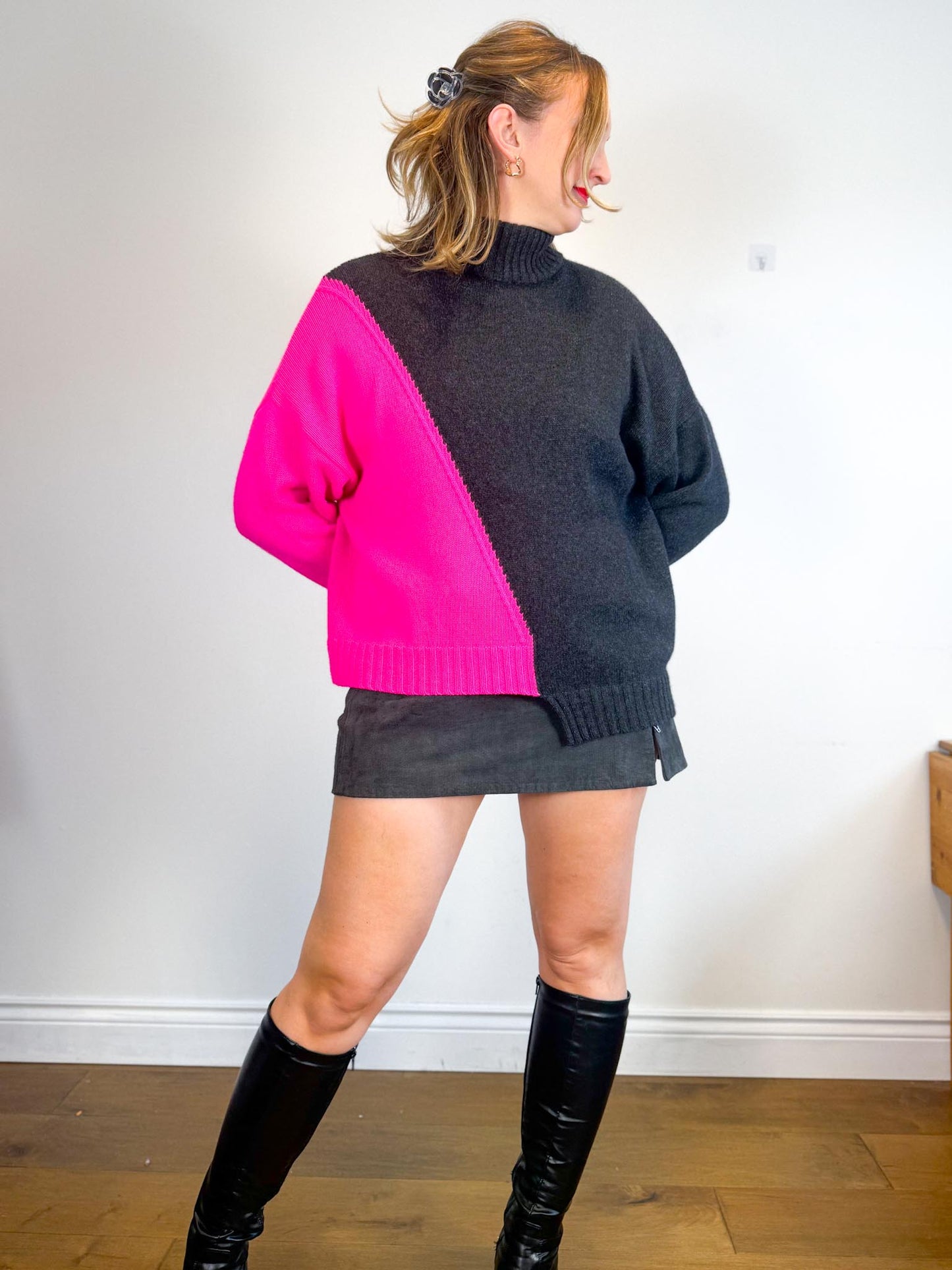 BLANKNYC Leather Mini Skirt in Grey (Size 31)