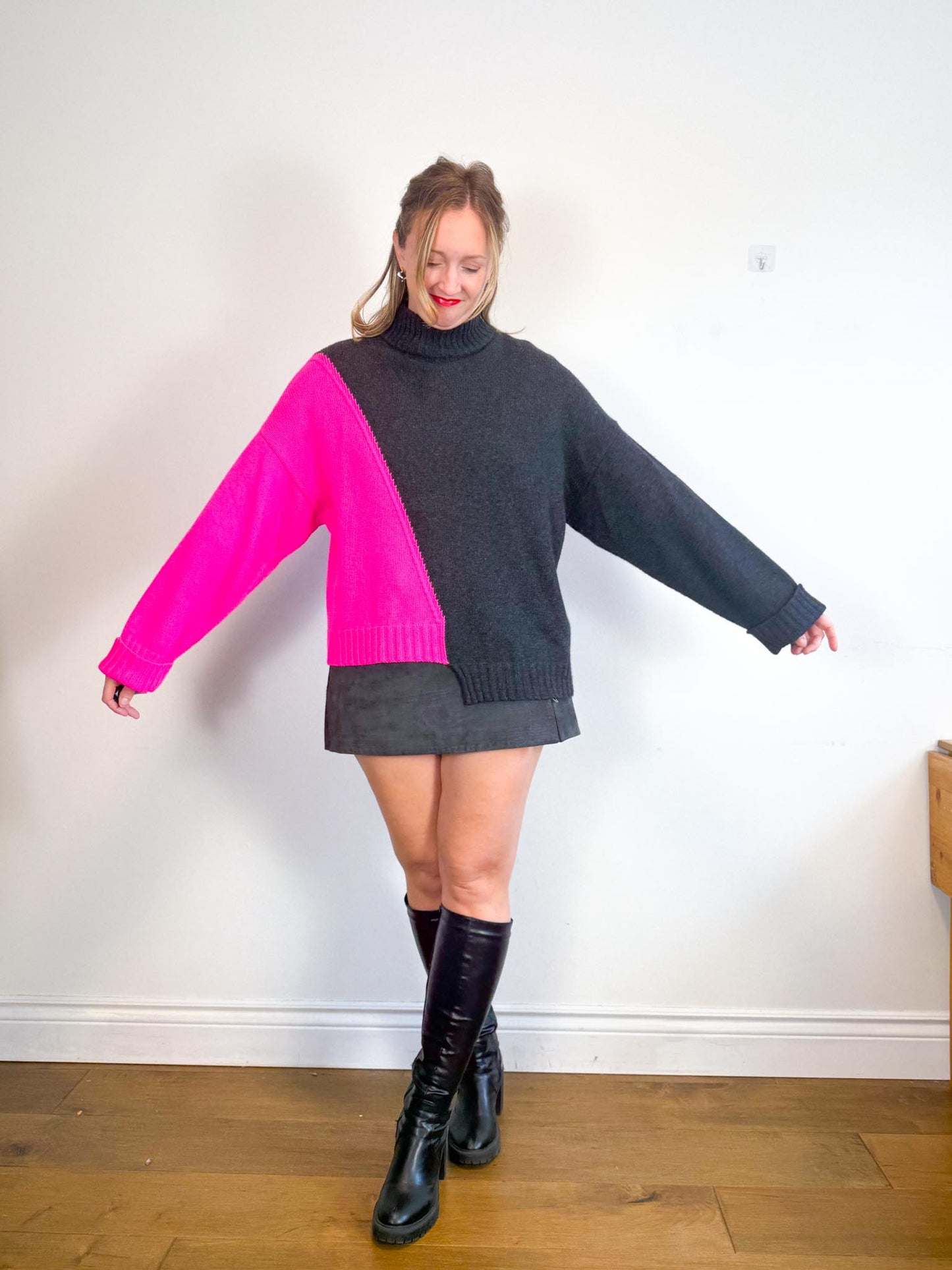 BLANKNYC Leather Mini Skirt in Grey (Size 31)