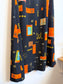 Vintage Abstract Floral Print Midi Skirt in Black/Orange (Size M)