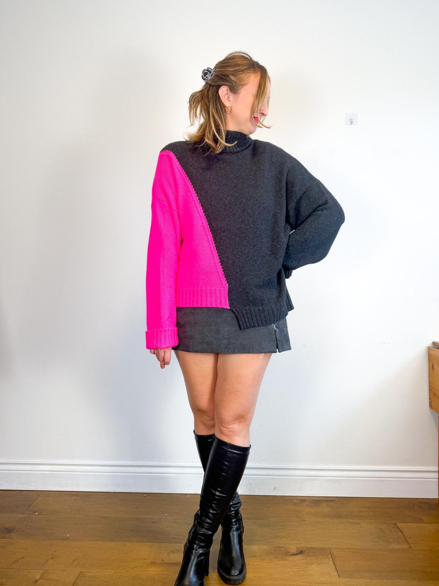 BLANKNYC Leather Mini Skirt in Grey (Size 31)