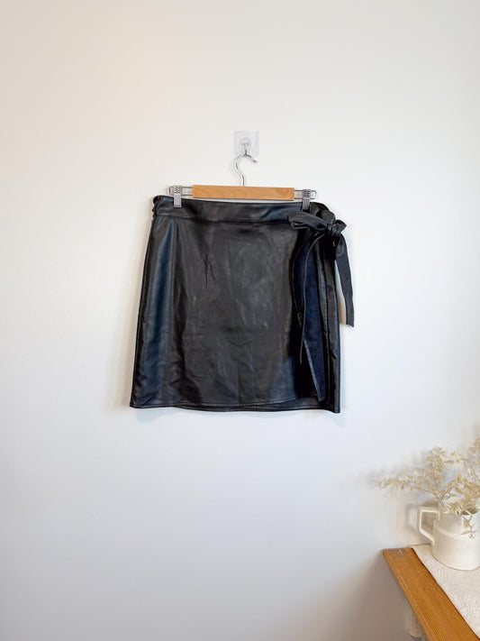 Never Fully Dressed "Black Vegan Leather Mini Jaspre Skirt" (Size 12)