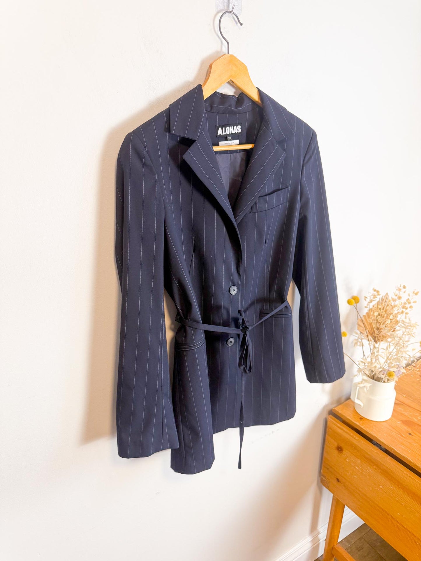 ALOHAS "Geri Pinstripe Blazer in Navy" (Size XS-M)