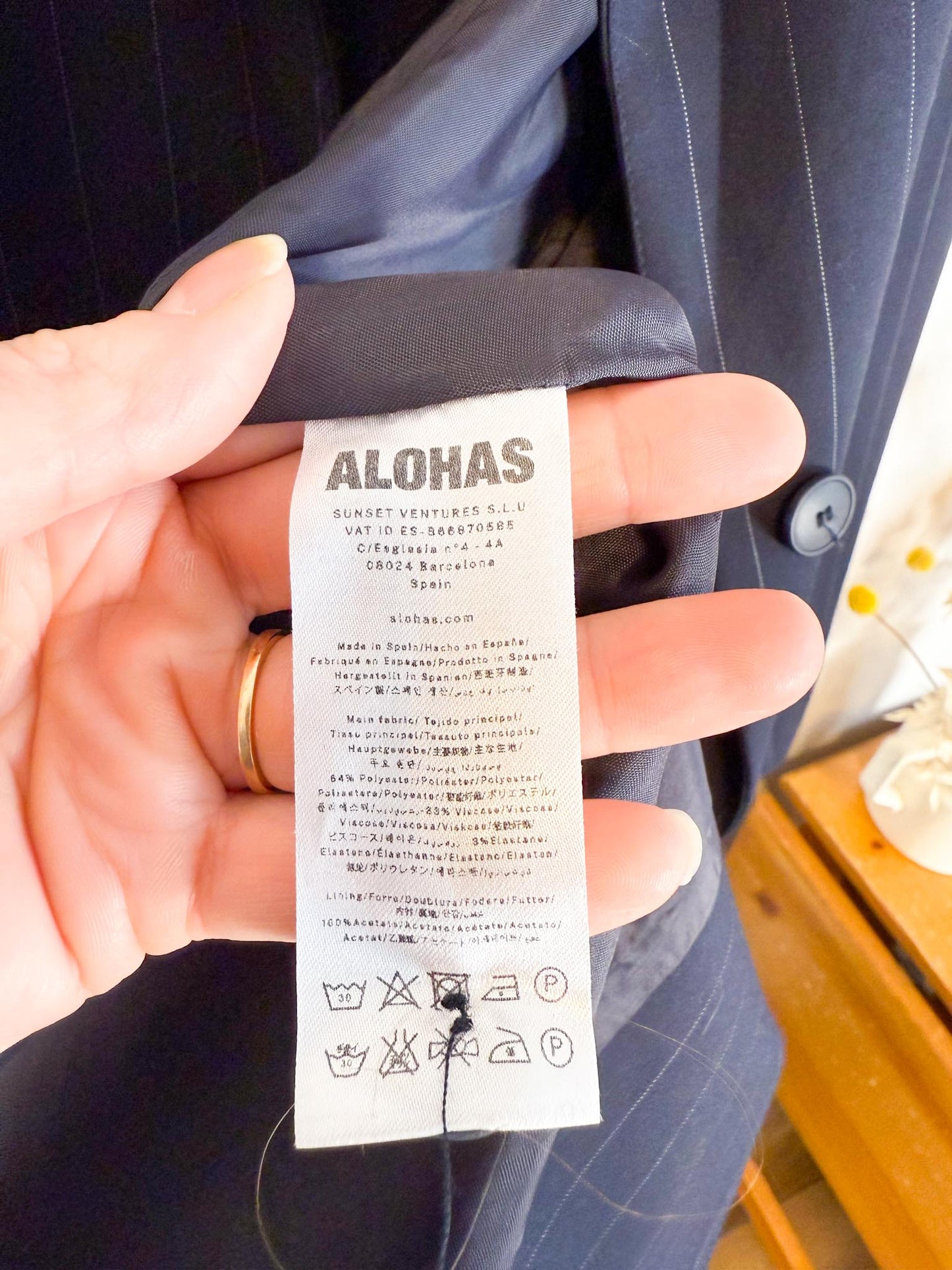 ALOHAS "Geri Pinstripe Blazer in Navy" (Size XS-M)