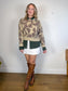 ba&sh Designer Cashmere & Wool Crewneck Sweater in Brown Print (Size M)