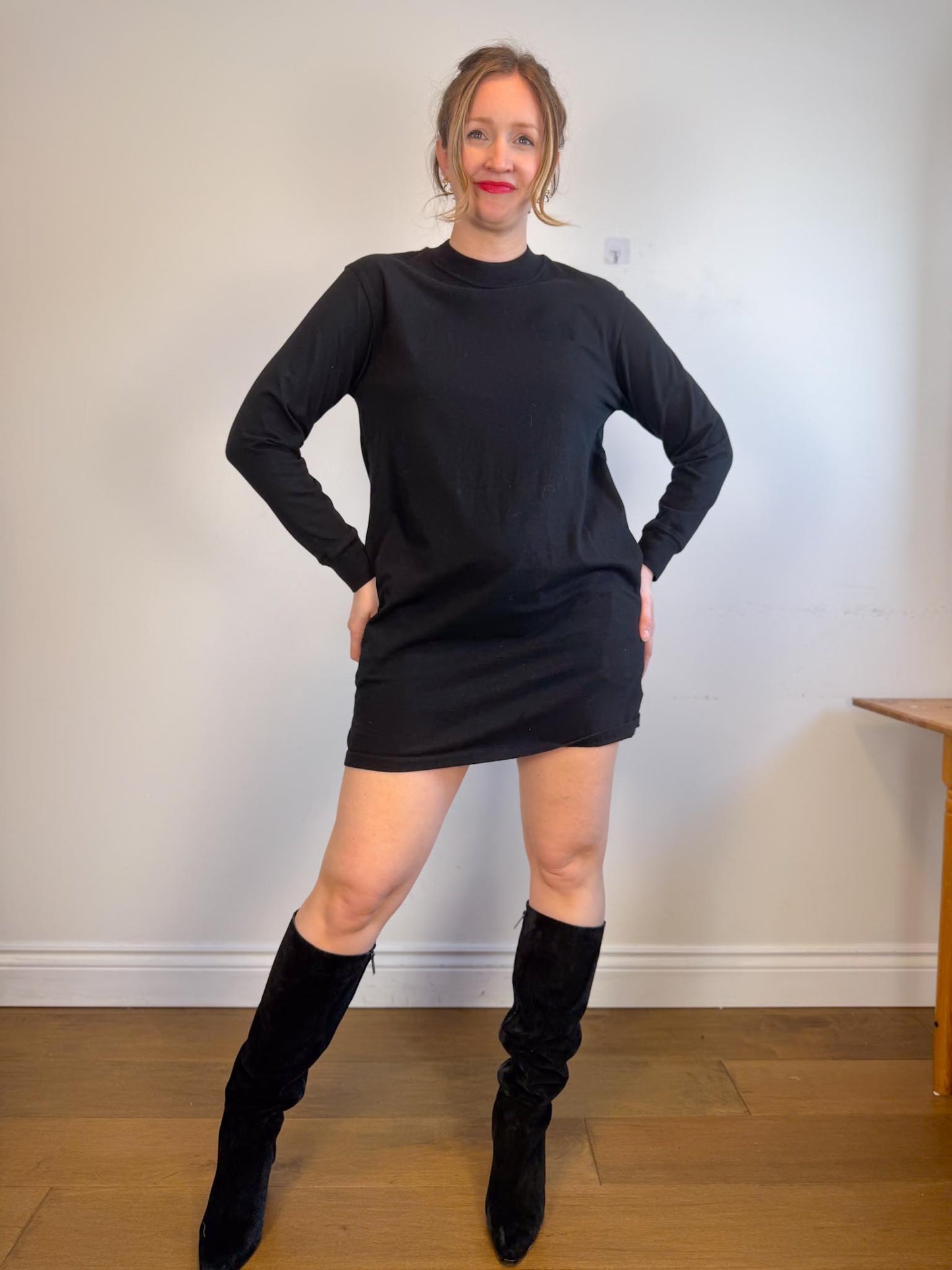 Province of Canada Long Sleeve Shirt Dress in Black (Size M)