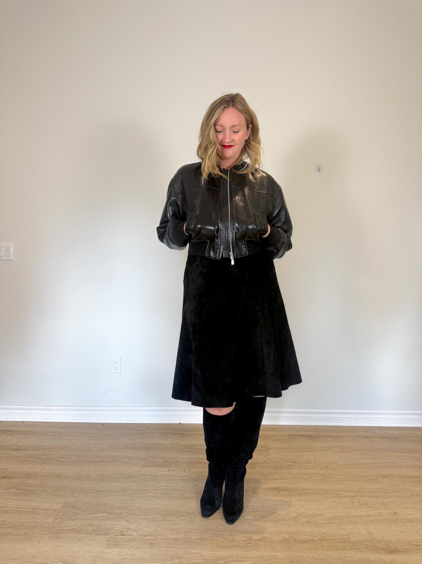 Babaton "Synergy Bomber - UnReal Leather in Black" (Size S)