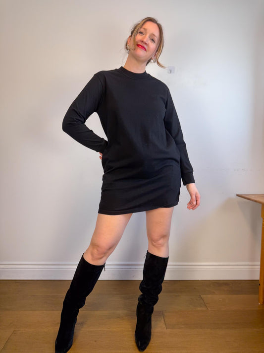 Province of Canada Long Sleeve Shirt Dress in Black (Size M)