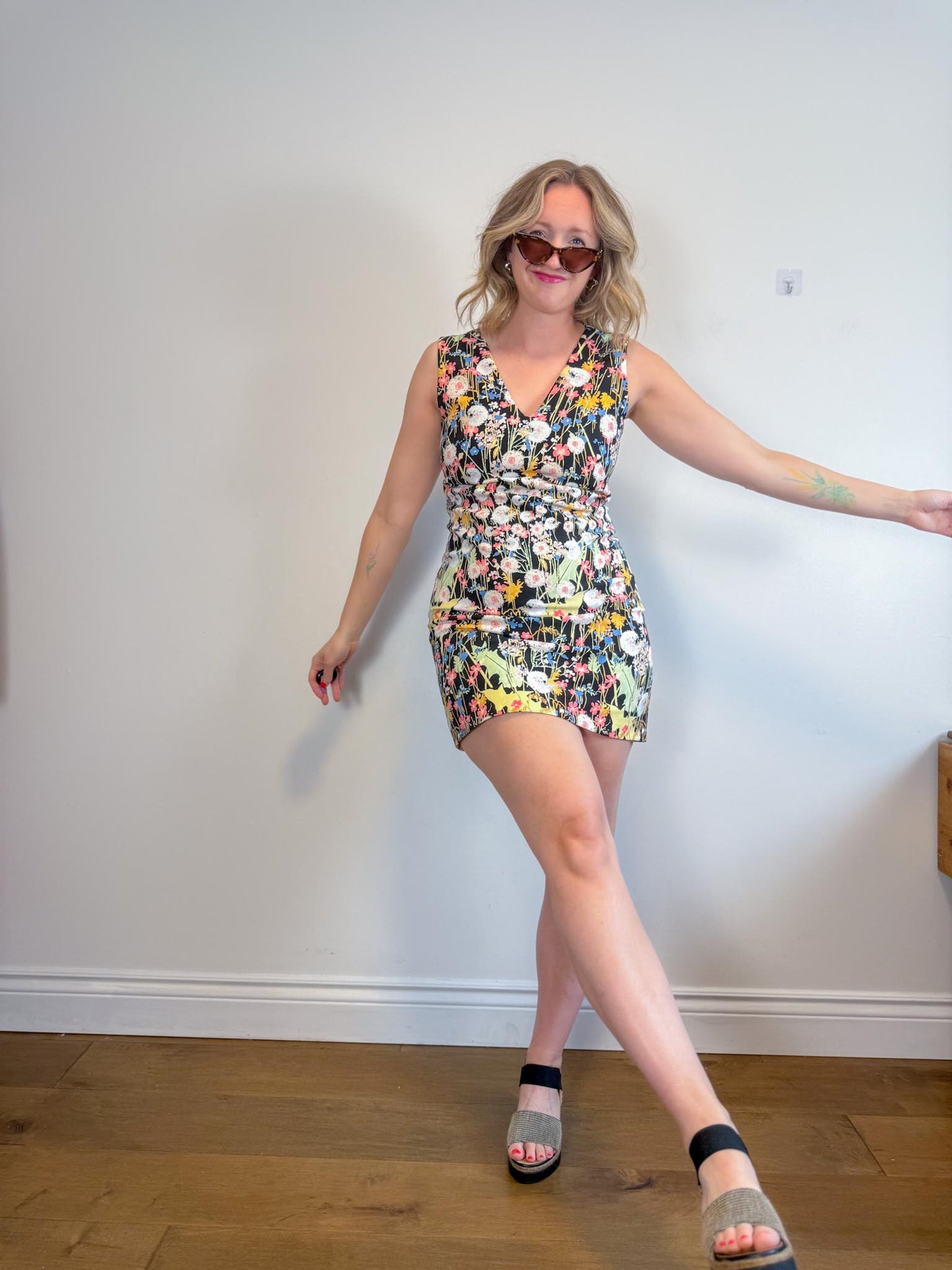 Peter Pilotto "Cady Dress V-Stam Floral Shift Dress" (Size L)