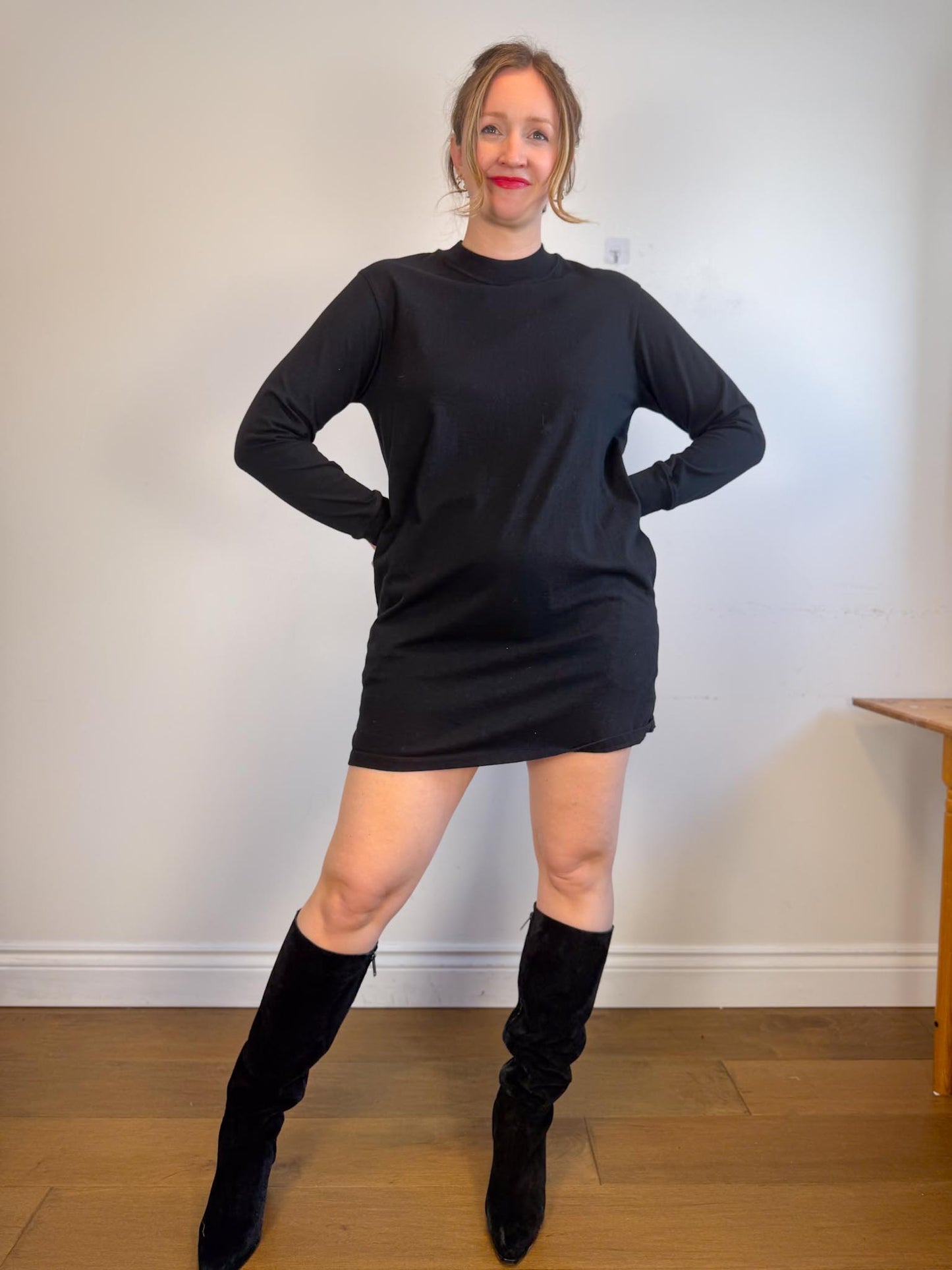 Province of Canada Long Sleeve Shirt Dress in Black (Size M)