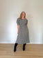 GANNI "Shirred Checked Recycled Seersucker Midi Dress in Black/White" (Size L)