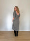 GANNI "Shirred Checked Recycled Seersucker Midi Dress in Black/White" (Size L)