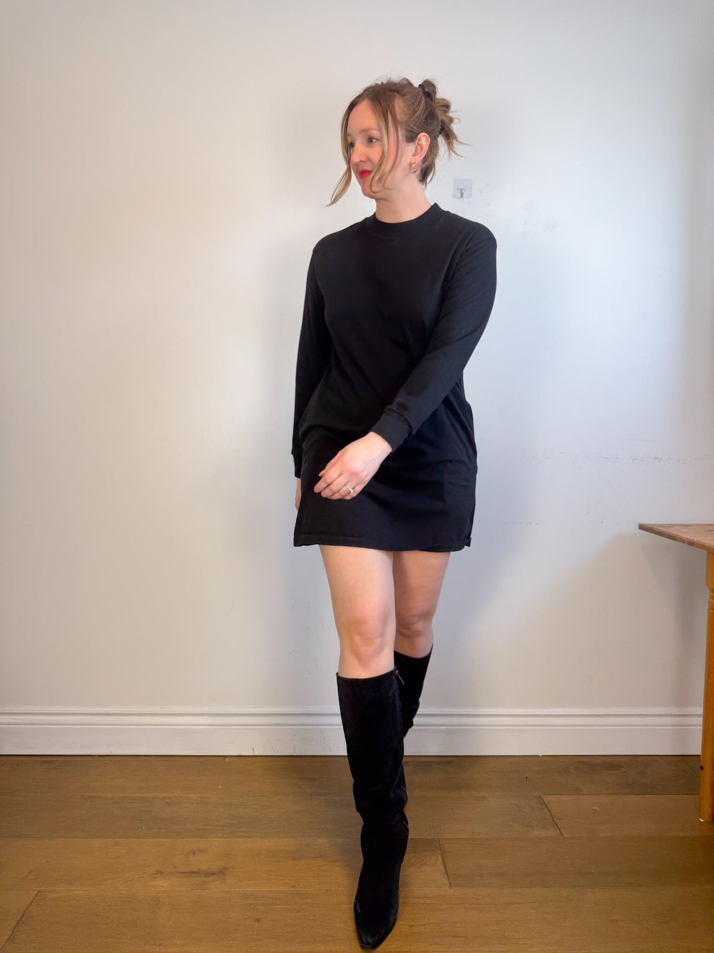 Province of Canada Long Sleeve Shirt Dress in Black (Size M)