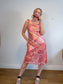 Vintage Slip Dress in Pink Stripe/Floral (Size M)