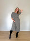 GANNI "Shirred Checked Recycled Seersucker Midi Dress in Black/White" (Size L)