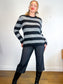 COS Alpaca Blend Striped Sweater in Black/Grey (Size M/L)