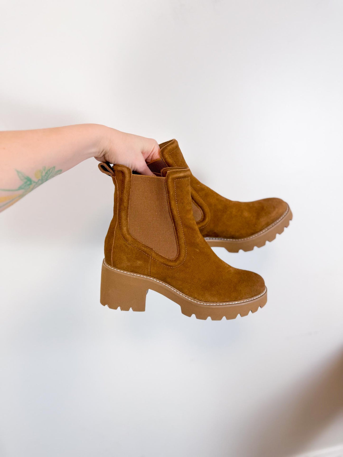 Dolce Vita "Hawk H2O Heeled Boots in Tan Suede" (Size 10)