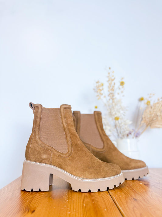 Dolce Vita "Hawk H2O Heeled Boots in Tan Suede" (Size 10)