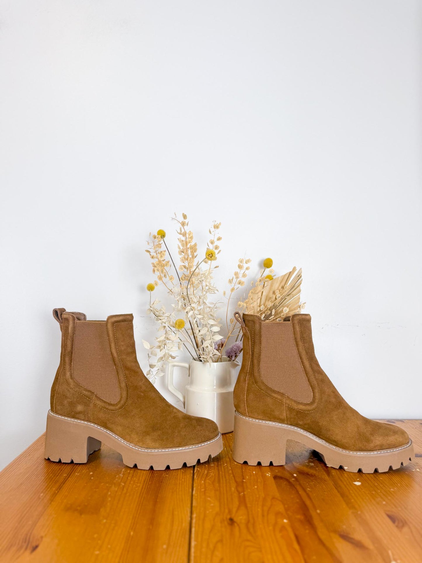Dolce Vita "Hawk H2O Heeled Boots in Tan Suede" (Size 10)
