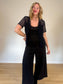 Vintage Short Sleeve Open Front Lace Top in Black (Size short-sleeve open-front lace