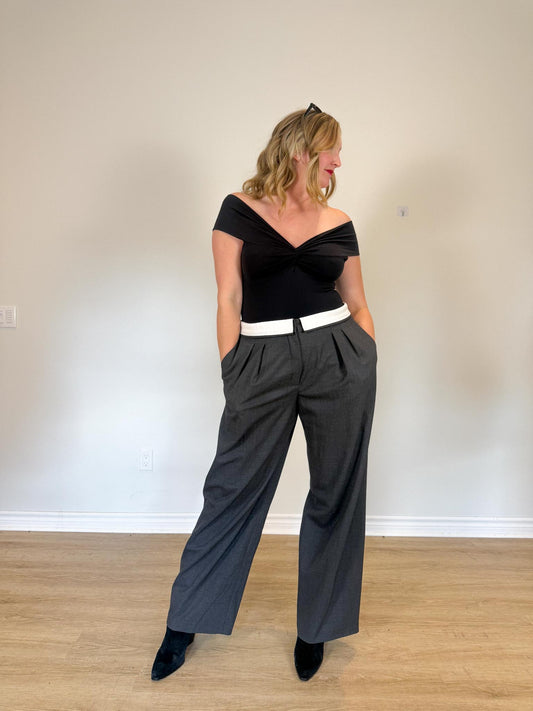 Babaton "Bureau Wool Pant in Dark Grey" (Size L/XL)