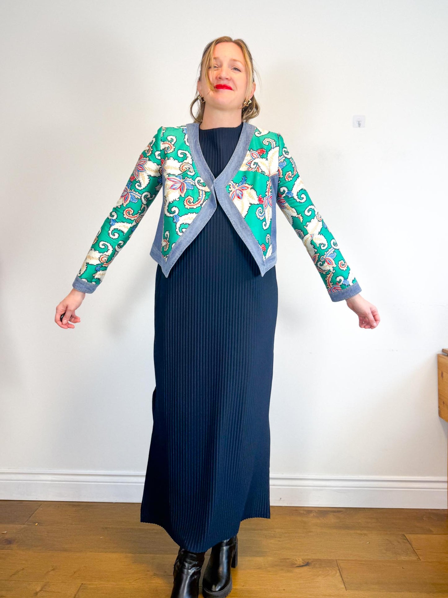 THAKOON Vogue Designer Silk Blend Cropped Blazer (Size S)