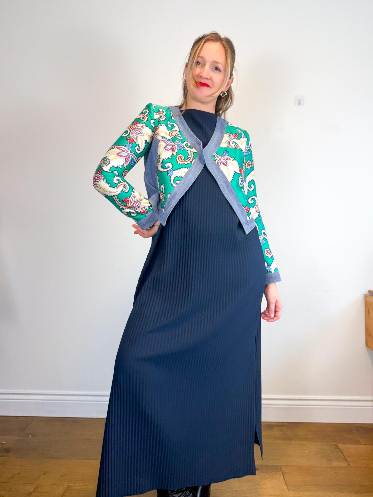 THAKOON Vogue Designer Silk Blend Cropped Blazer (Size S)