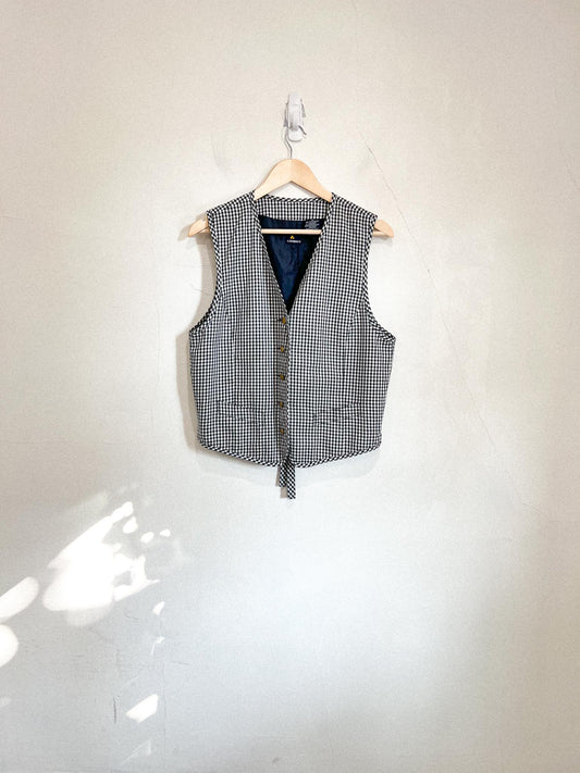 Vintage Gingham Vest in Black/White (Size M)