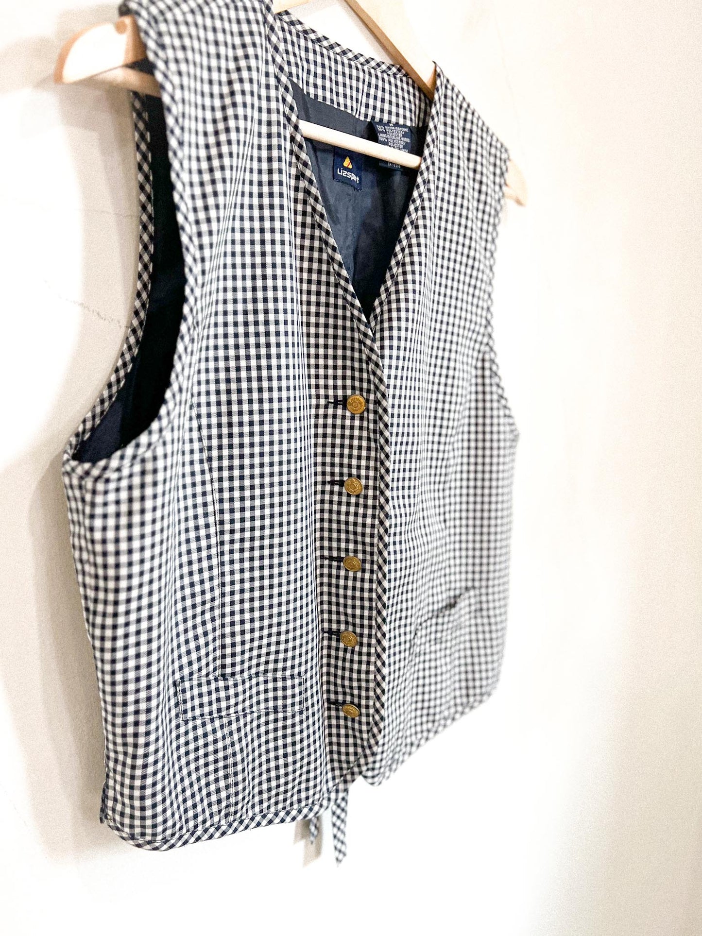 Vintage Gingham Vest in Black/White (Size M)