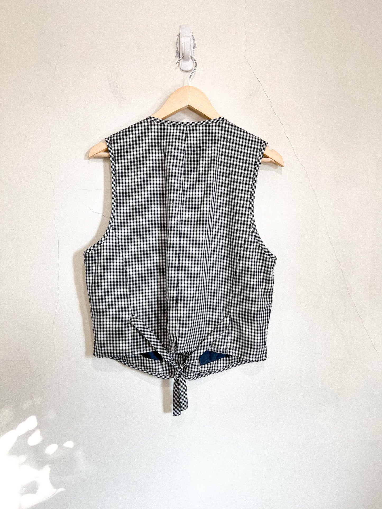 Vintage Gingham Vest in Black/White (Size M)