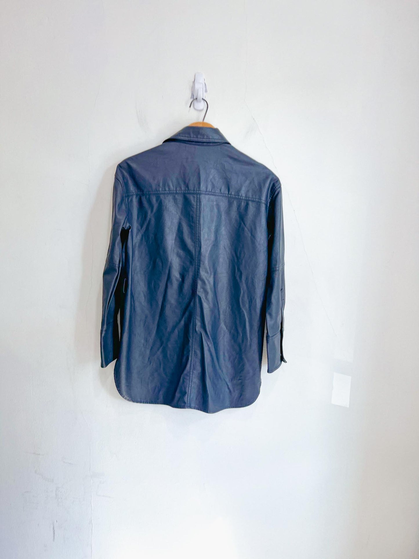 Zara Pleather Shacket in Slate Blue (Size XS-M)