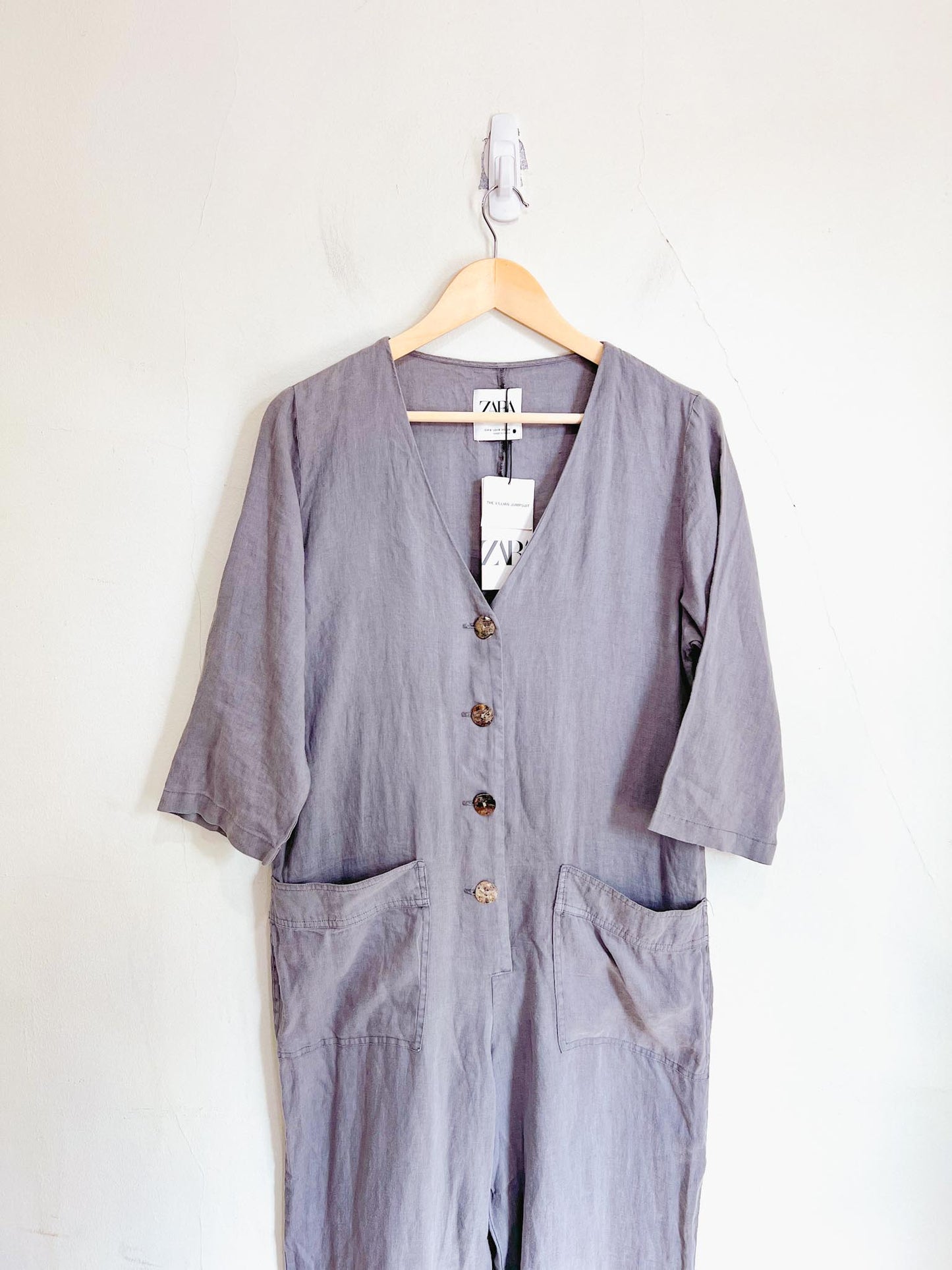 Zara Linen Jumpsuit in Grey (Size S/M)