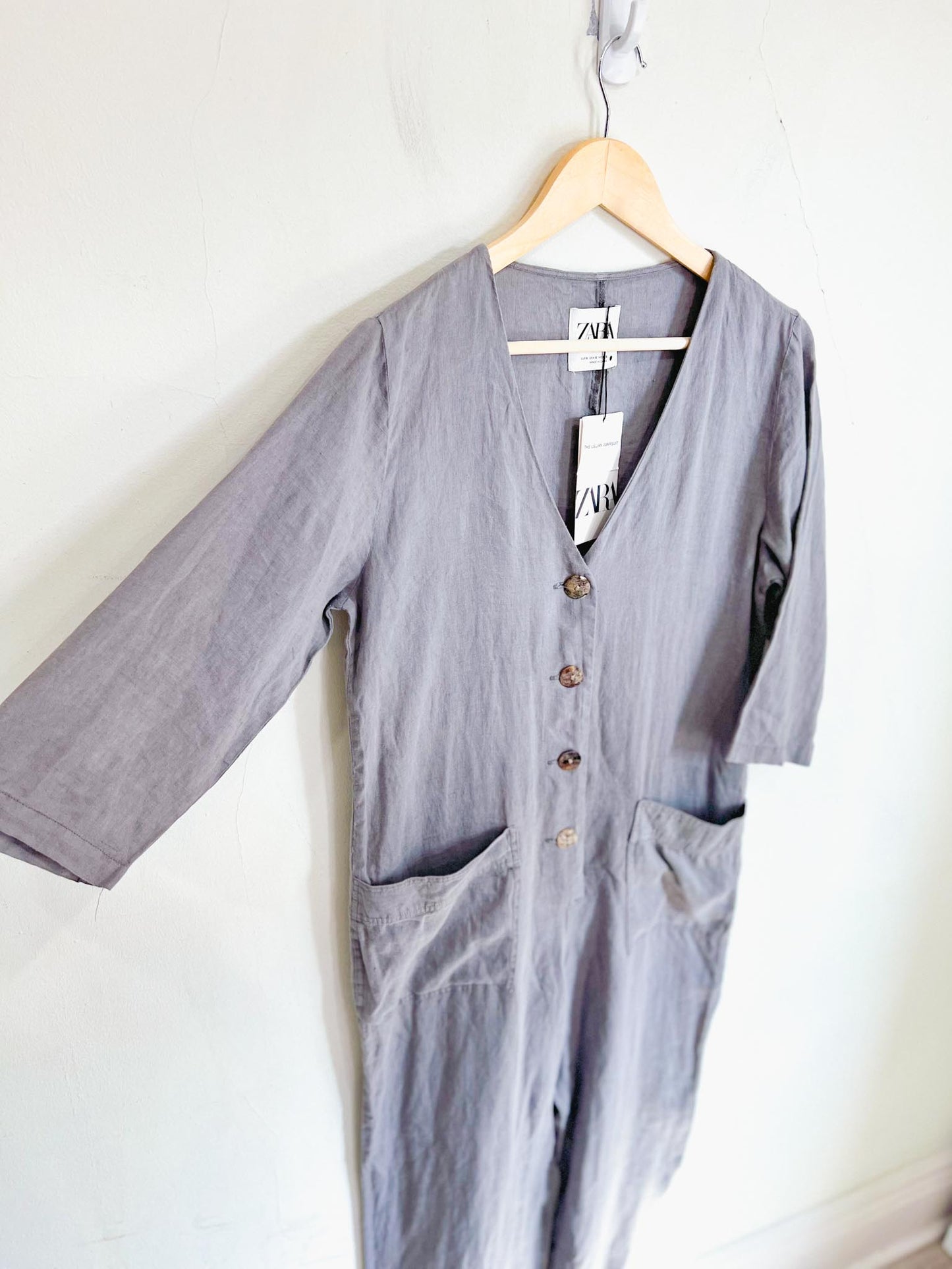 Zara Linen Jumpsuit in Grey (Size S/M)