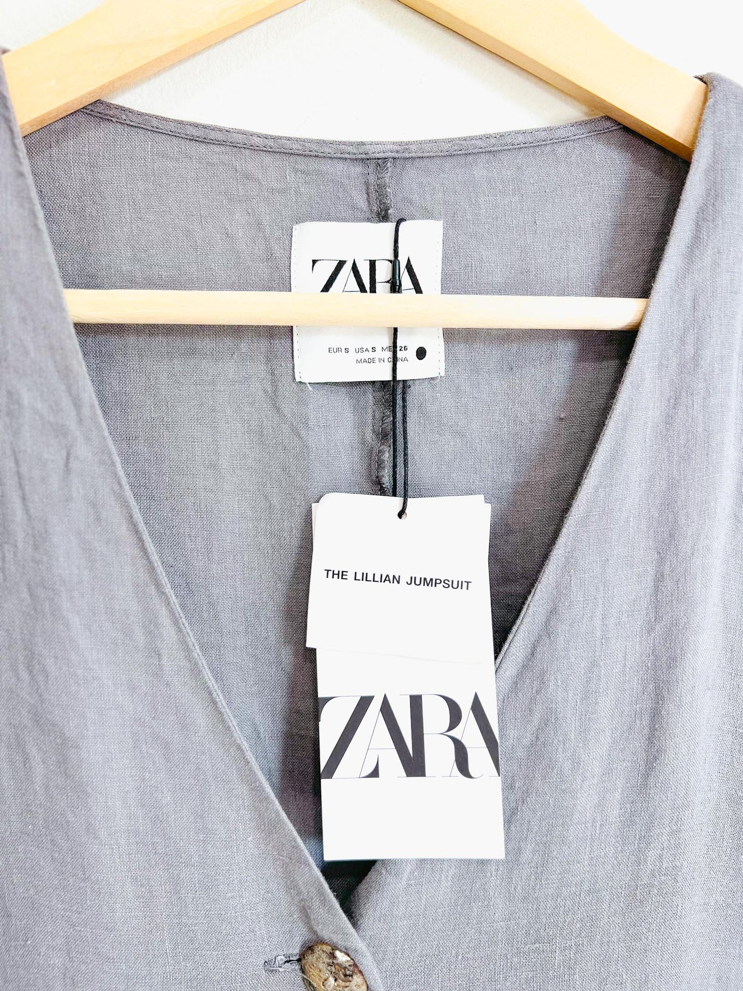 Zara Linen Jumpsuit in Grey (Size S/M)