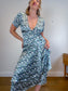 Club Monaco Wrap Dress in White/Blue/Green Print (Size M)