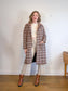 TAHARI Long Plaid Shacket in Brown/White (Size L)