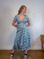Club Monaco Wrap Dress in White/Blue/Green Print (Size M)