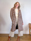 TAHARI Long Plaid Shacket in Brown/White (Size L)