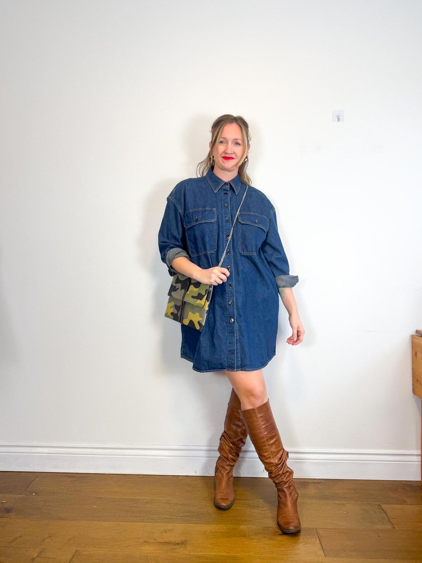 Stella & Dot Bellamy Camo Clutch with Metal Chain