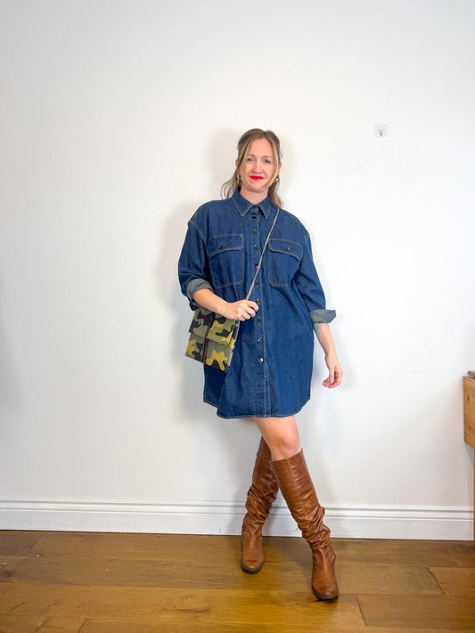 Stella & Dot Bellamy Camo Clutch with Metal Chain