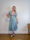 Club Monaco Wrap Dress in White/Blue/Green Print (Size M)