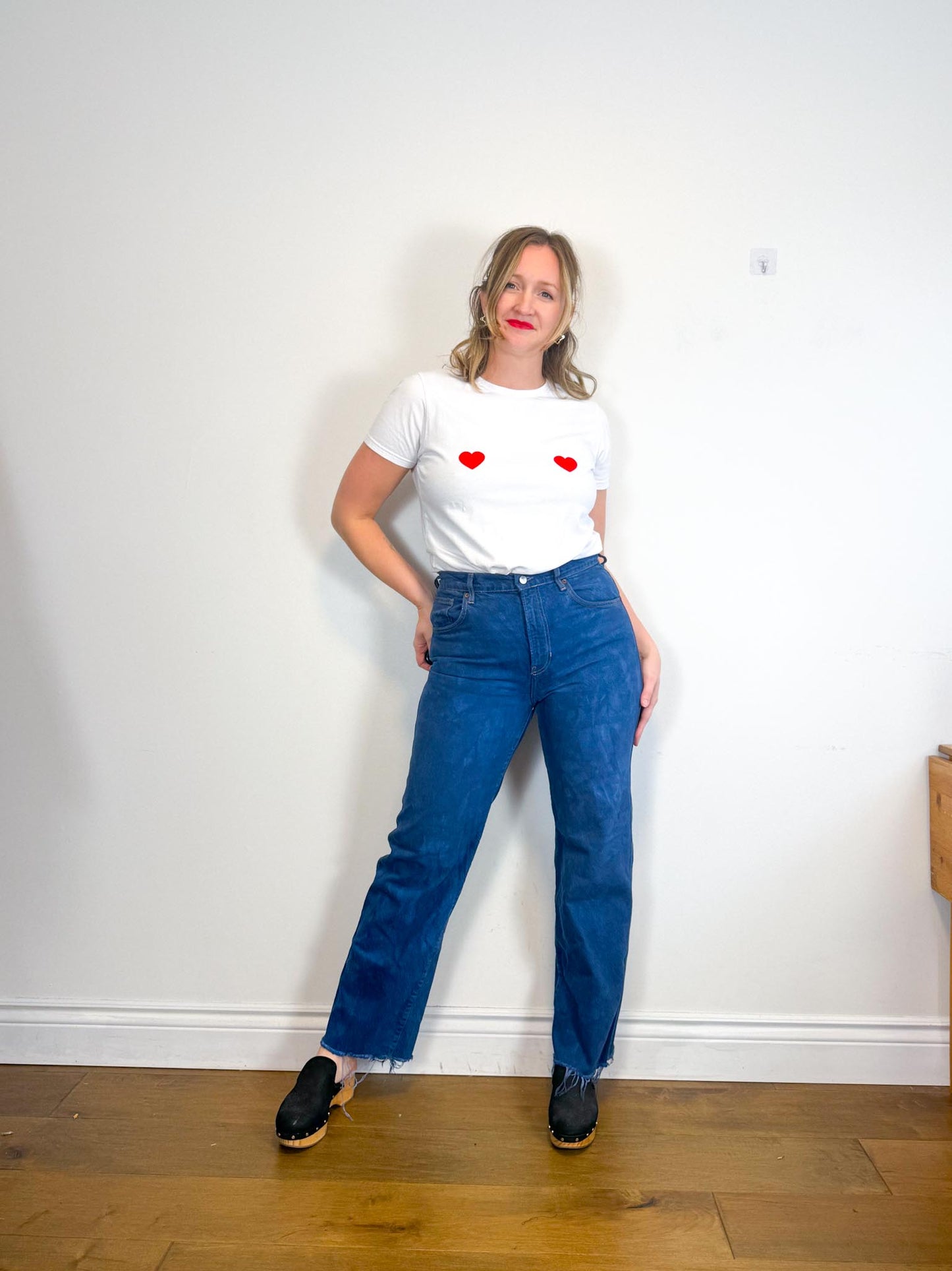 Reformation "Val 90s Mid Rise Straight Jeans in Tie Dye Blue" (Size 29)