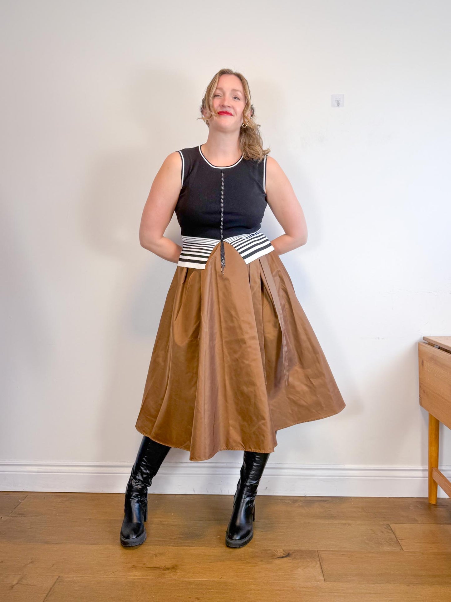 Valenti Beaded Top in Black/White (Size M)