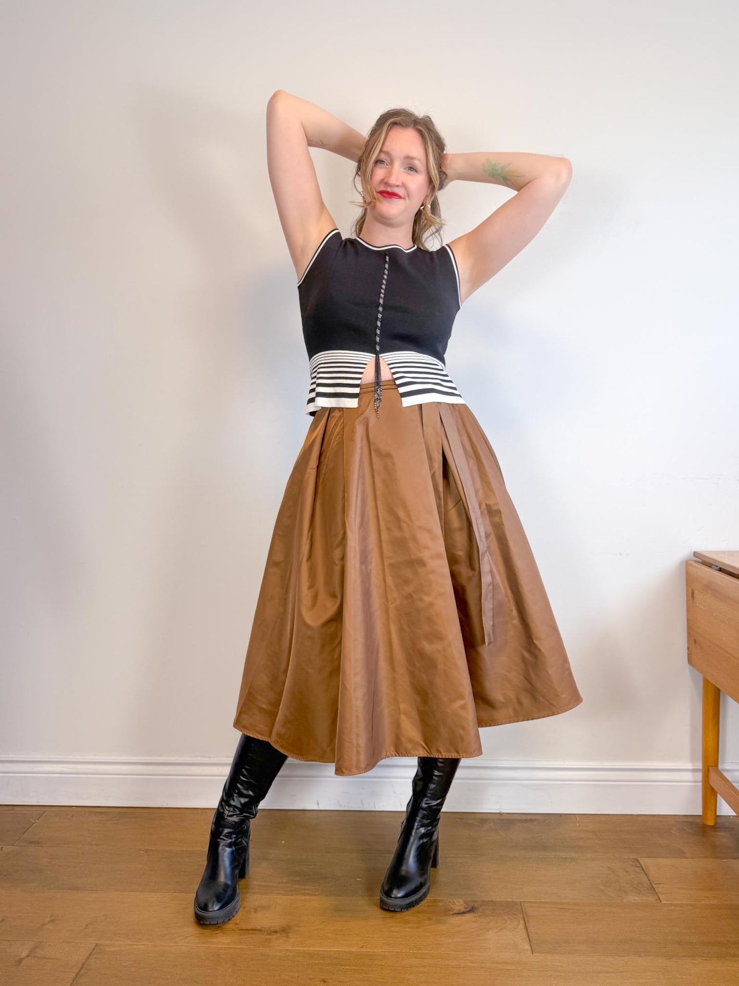 Valenti Beaded Top in Black/White (Size M)