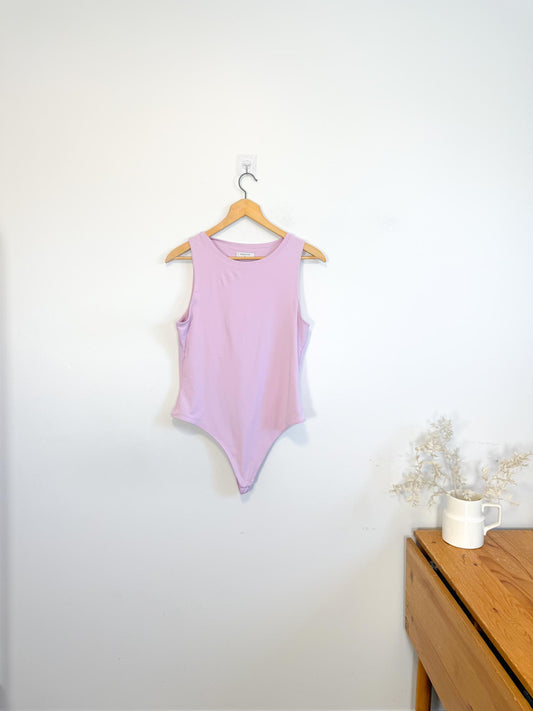 Babaton Crewneck Bodysuit in Lilac (Size XL)