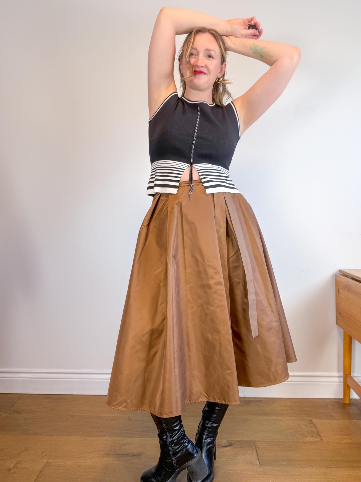 Valenti Beaded Top in Black/White (Size M)