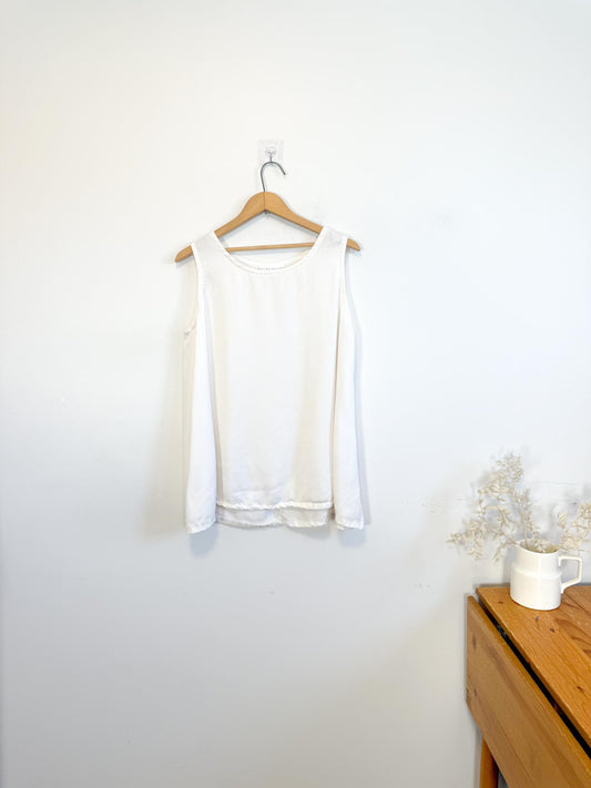 Brynn Walker Sleeveless Tencel Shirt in Off White (Size XS-M)