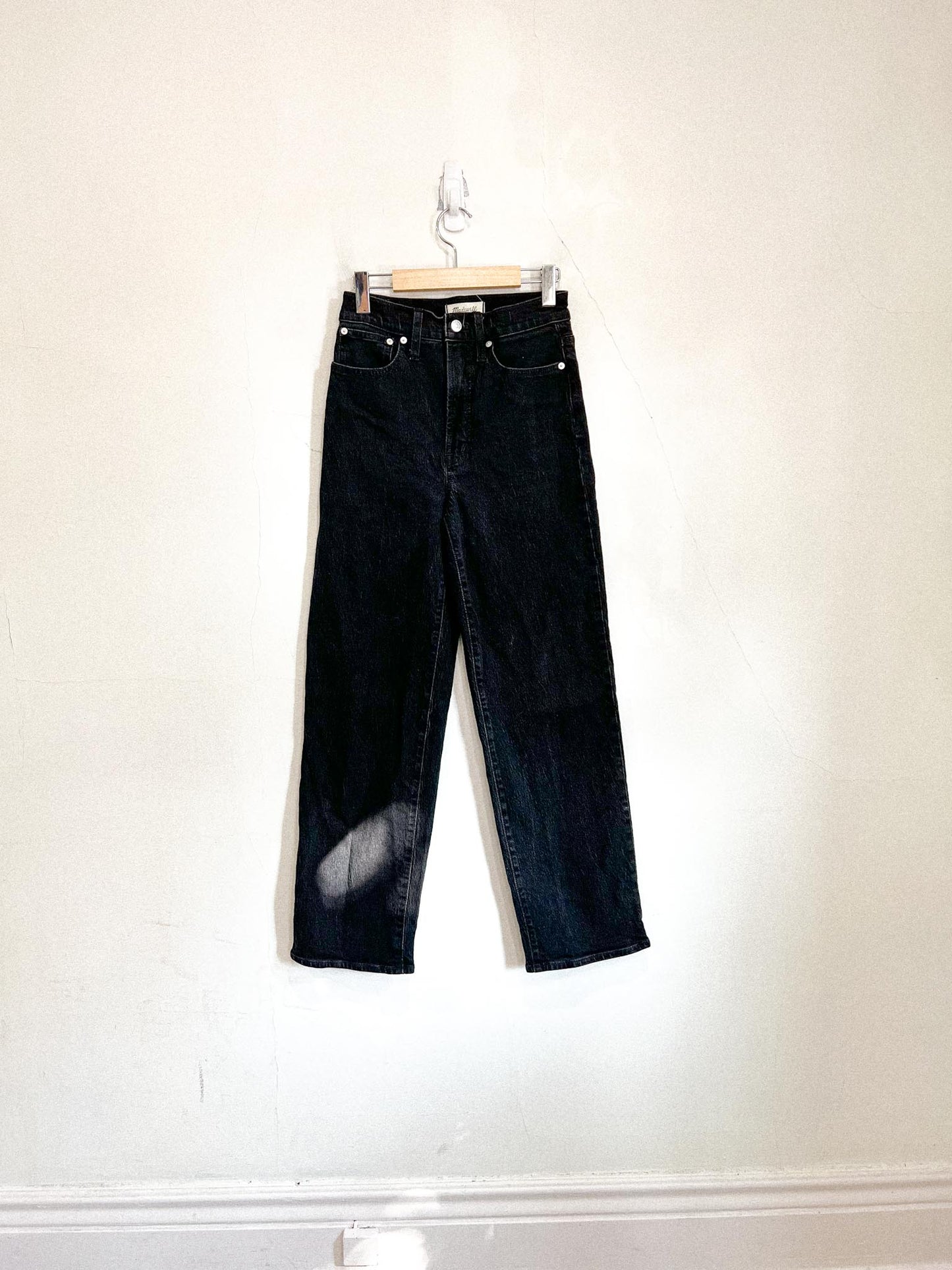 Madewell "The Perfect Vintage Wide-Leg Jean" in Black Denim (Size 25)