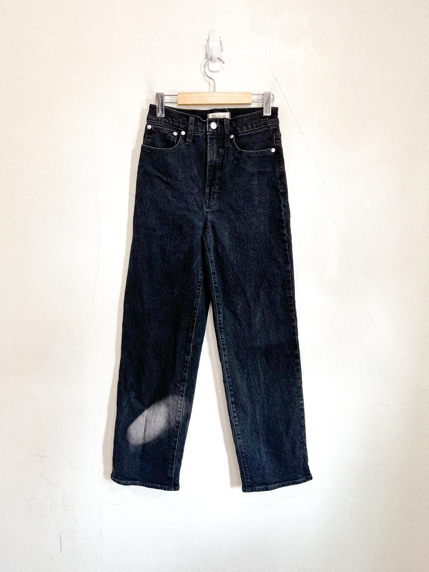 Madewell "The Perfect Vintage Wide-Leg Jean" in Black Denim (Size 25)