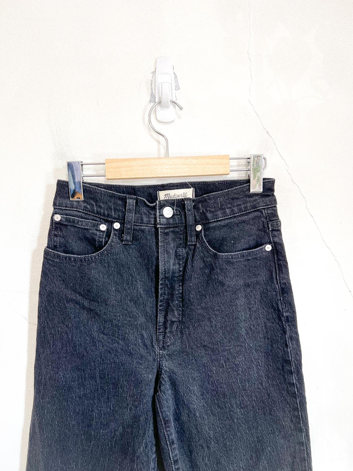 Madewell "The Perfect Vintage Wide-Leg Jean" in Black Denim (Size 25)