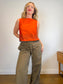 Vintage Silk Beaded Sleeveless Top in Orange (Size M)